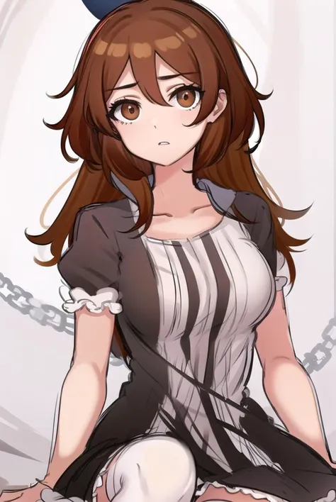 akanetaira, <lyco:akanetaira-lyco-nochekaiser:0.8>,
akane taira, long hair, brown hair, hair between eyes, (brown eyes:1.5),
BREAK thighhighs, dress, bow, collarbone, short sleeves, frills, shoes, puffy sleeves, black footwear, black dress, red bow, white thighhighs, puffy short sleeves, zettai ryouiki, wristband,
BREAK looking at viewer,
BREAK indoors,
BREAK <lyco:GoodHands-beta2:1>, (masterpiece:1.2), best quality, high resolution, unity 8k wallpaper, (illustration:0.8), (beautiful detailed eyes:1.6), extremely detailed face, perfect lighting, extremely detailed CG, (perfect hands, perfect anatomy),