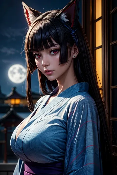 cute Tsukuyomi goddess, wonderfull, realistic moon background, with alot of details, perfect goddess, 4k realistic, lovely