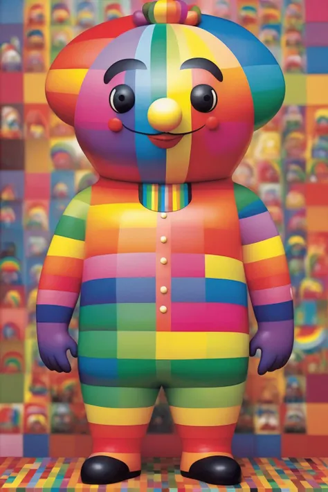 <lora:Okuda San Miguel Style:1>Okuda San Miguel Style - full figure rainbow cartoon with face