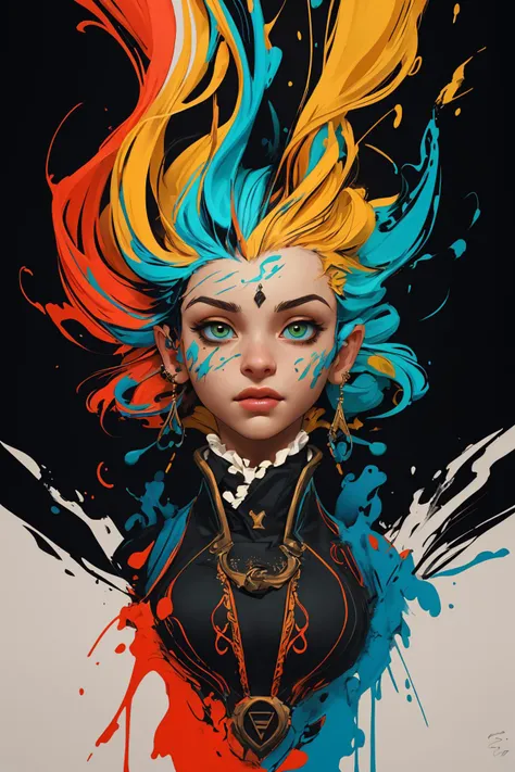 (fauvism art:1.2), (style of Alberto Seveso:1.4), woman with flaming body and a fierce expression, (hateful expression:1), sparking fire red eyes, hell, nobody can flee, dark lava theme, colorful, visually stunning, beautiful, gorgeous, emotional, intricate, perferct shading