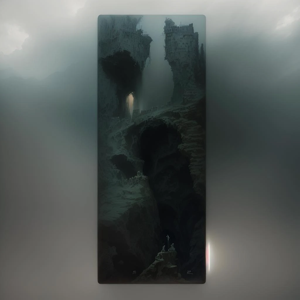 highly detailed photograph of a mysterious ruined castle overlooking a dark misty chasm, hyperdetailed award winning fantasy landscape photograph, gothic horror, dark fantasy art, masterpiece painting, elden ring, lord of the rings, art by Michael whelan, <lora:add_detail:-0.5> <lora:DestroyedPortrait-000150:0.5>