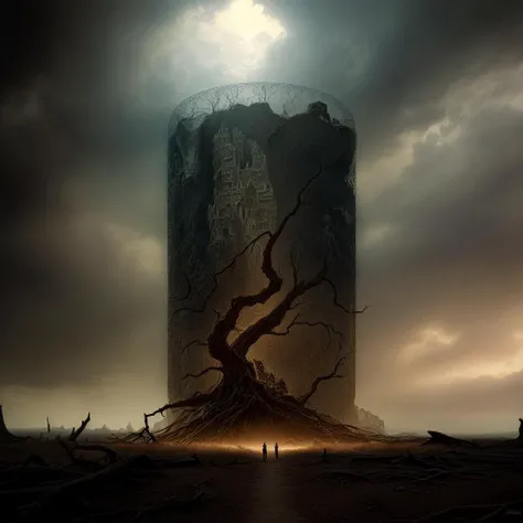 highly detailed photograph of a mysterious ruined castle overlooking a twisted dead tree, hyperdetailed award winning fantasy landscape photograph, gothic horror, dark fantasy art, masterpiece painting, elden ring, lord of the rings, art by Michael whelan, <lora:add_detail:0.7> <lora:DestroyedPortrait-000150:0.5>