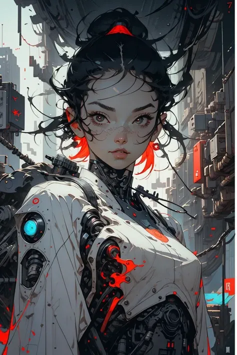 (Photoshopped Digital Artwork:1.3) of (Cel shaded:1.3) A photo of a girl OverallDetail, robot, cyborg, mechanical body, mechanical body parts, cyberpunk, cyberware, <lora:Unleashed_V1.5_prunned:2.05>, colorful, clouds, fire,,CGSociety,ArtStation,(Infrared:1.3), shiny, shiny hair, shiny skin, shiny clothes, masterpiece, extreme details, detailed, focus, masterpiece, realistic, photorealistic, 4k, 8k, 16k, highres