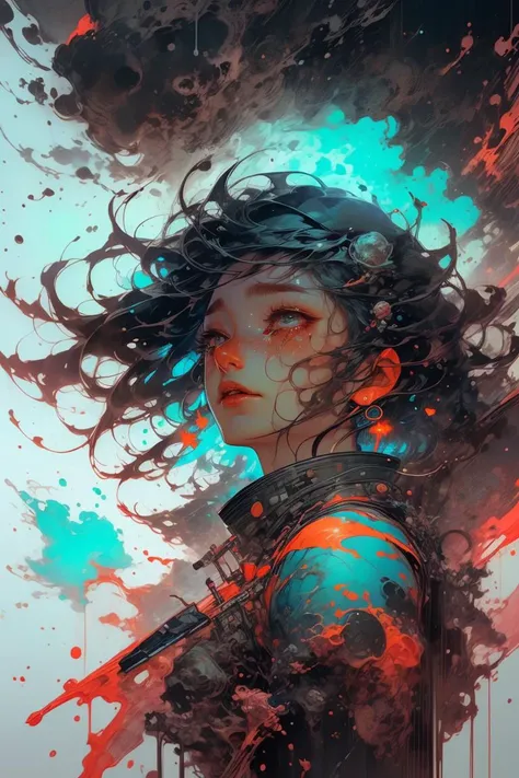 (Understandable Drawing:1.3) of (Detailed illustration:1.3) A photo of a girl, blond hair, long hair, freckles, earrings, (upper body:1.1), particles, sparkles, flames, (tears:1.2), (crying:1.4), (wet face:1.1), (torn clothes:1.2), abstract, bangs, hearts <lora:Unleashed_V1.5_prunned:1.55>, colorful, clouds, fire,,(Vivid Colors:1.3),robot,((cyborg)),machine,futuristic,concept Art by senior character Artist,featured on zbrush central,trending on polycount,trending on ArtStation,CGSociety,hard surface modeling, shiny, shiny hair, shiny skin, shiny clothes, masterpiece, extreme details, detailed, focus, masterpiece, realistic, photorealistic, 4k, 8k, 16k, highres