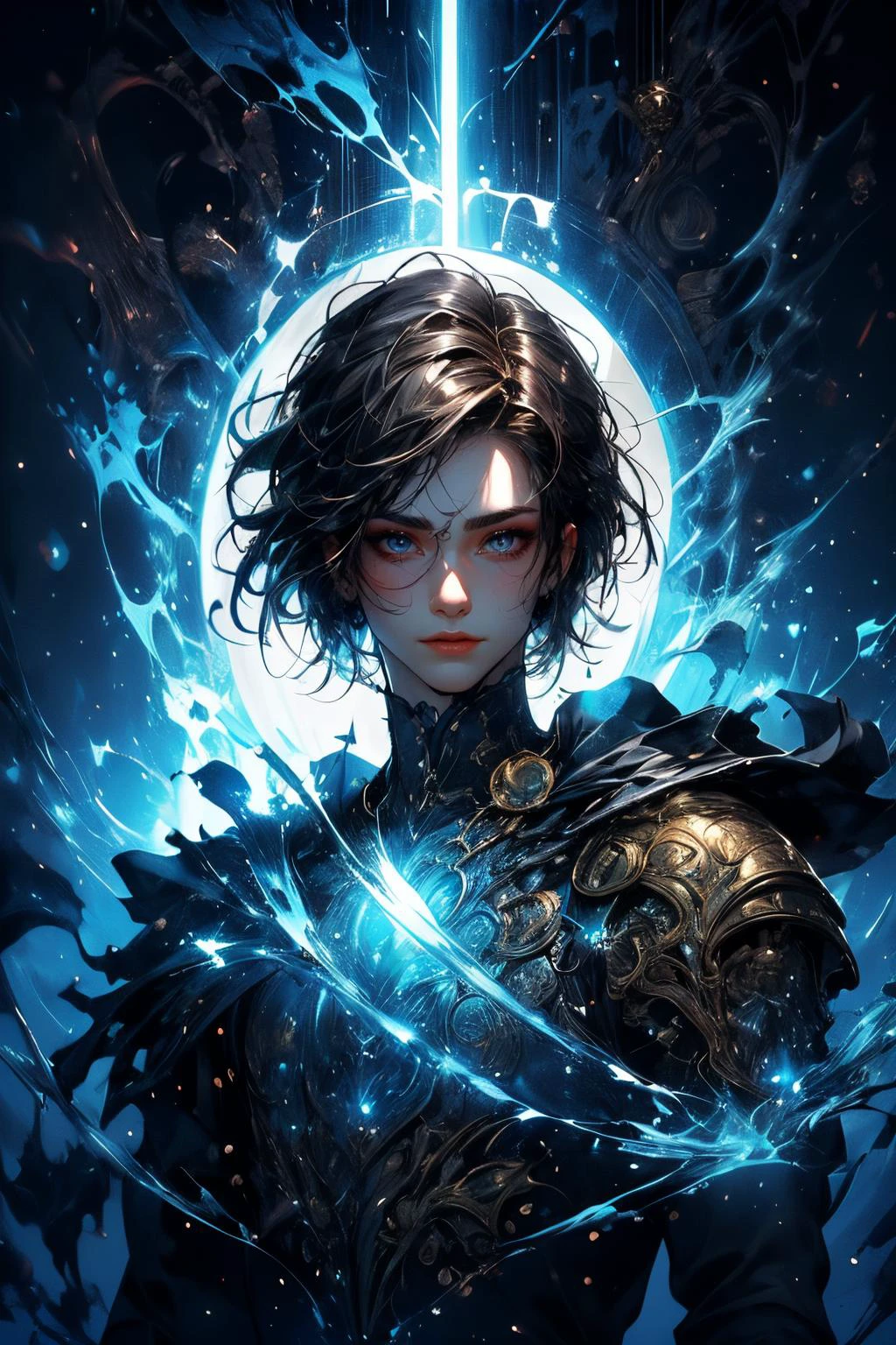 Gothic style, flawless portrait of a (male:1.3) knight, fantasy art, unique facial features, ornate <lora:add_detail:0.8>  embodiment of devotion and honesty and courage and compassion and honor and duty, unleashed, (vibrant radiant energy:1.2), <lora:Unleashed_V2:1> shiny, Dark, mysterious, haunting, dramatic, ornate, detailed
