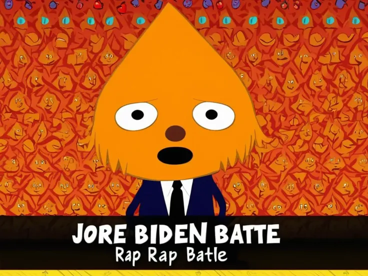 <lora:Kick_Punch_its_All_in_the_Mind:2>,Joe Biden Rap Battle,stylized drawing, in the style of parappa