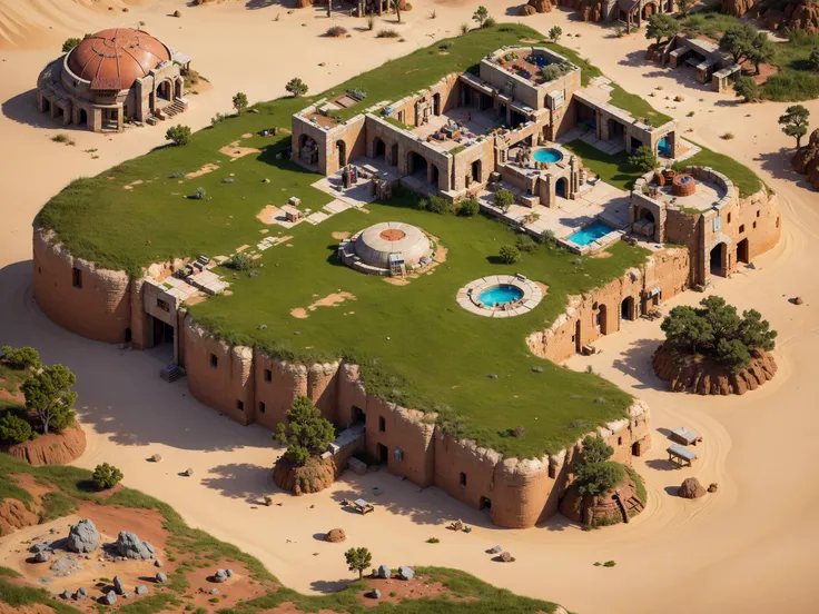 iso view, isometric, bunkers, concept art, post nuclear, top-down terrain, game scene, many dunes, old trees, outdoor, dry grass, ancient ruins, old plants, barrels, winding road, ground, <lora:dibian:0.8>, hyper detailed, intricately fantasy core, oversaturated, postapoAI, <lora:postapocalypseai_v10:0,65>