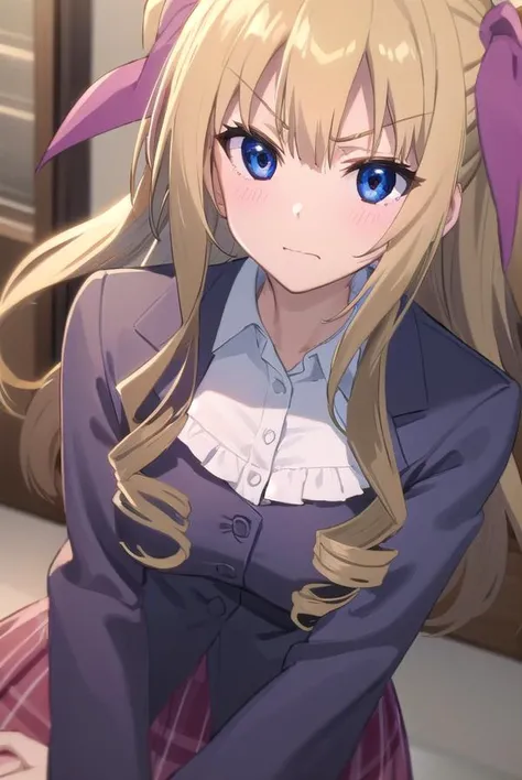 liliciatoudou, <lora:lilicia toudou s2-lora-nochekaiser:1>,
lilicia toudou, long hair, blue eyes, blonde hair, ribbon, hair ribbon, drill hair, angry, frown,
BREAK skirt, school uniform, plaid, plaid skirt, shirt, white shirt, collared shirt, jacket, long sleeves,
BREAK indoors, classroom,
BREAK looking at viewer, (cowboy shot:1.5),
BREAK <lyco:GoodHands-beta2:1>, (masterpiece:1.2), best quality, high resolution, unity 8k wallpaper, (illustration:0.8), (beautiful detailed eyes:1.6), extremely detailed face, perfect lighting, extremely detailed CG, (perfect hands, perfect anatomy),