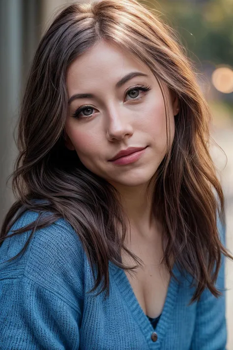 instagram photo, closeup face photo of 23 y.o Chloe in black sweater, cleavage, pale skin, (smile:0.4), hard shadows
