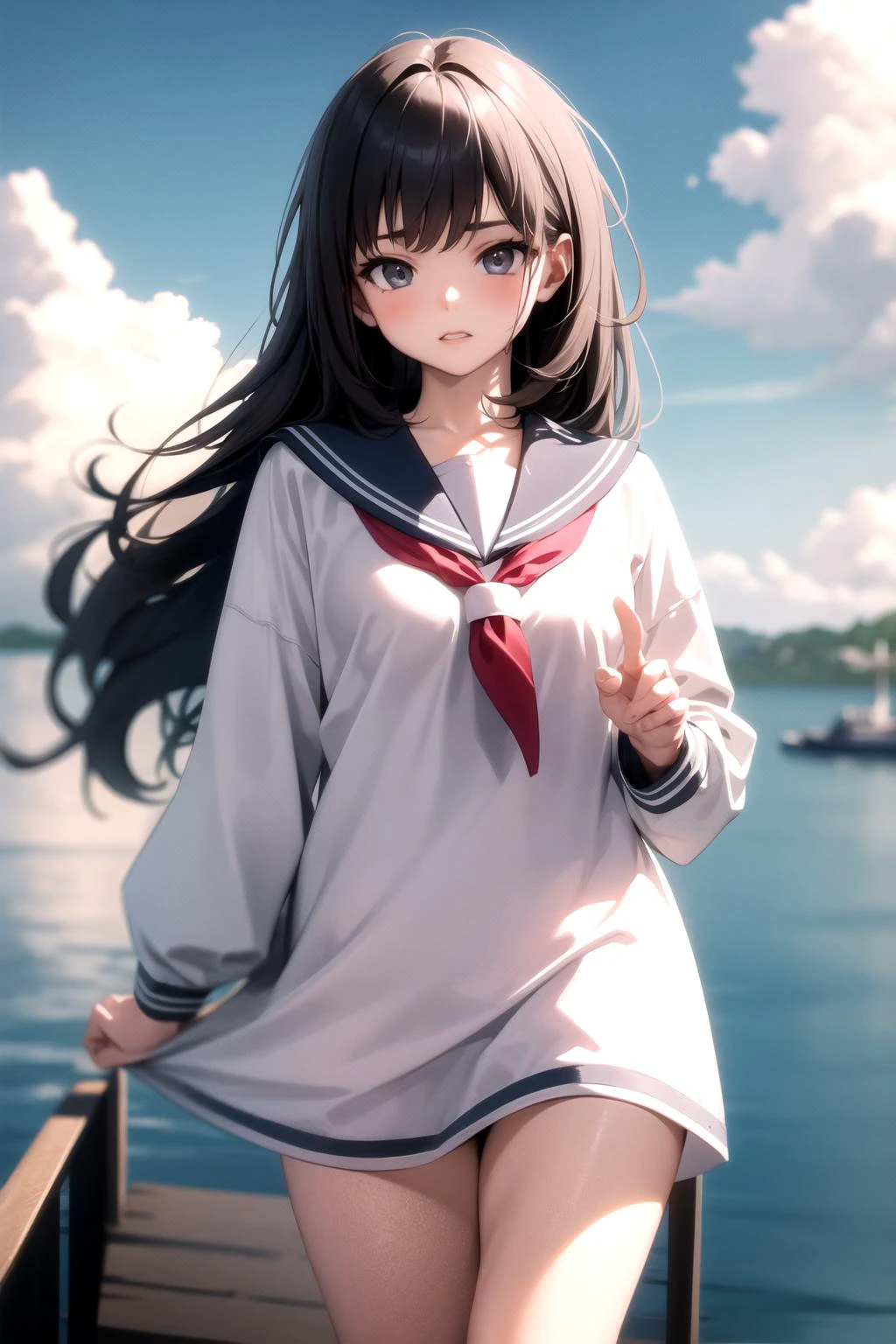 <lora:oversized_shirt_v0.2:1.0>
1girl, sailor dress,, masterpiece, best quality, highly detailed