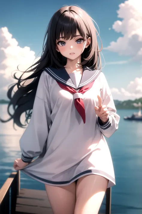 <lora:oversized_shirt_v0.2:1.0> 
1girl, sailor dress,, masterpiece, best quality, highly detailed