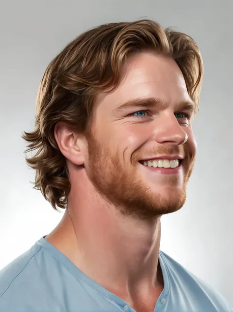 aaronsynthxl, studio portrait, realistic,
smile,
simple background,
profile:2, looking away:2, from the side,
from above,