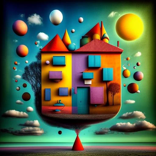 (colorfulsurrealism)++, (surrealism), a house