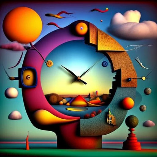 (colorfulsurrealism)++, (surrealism), clock