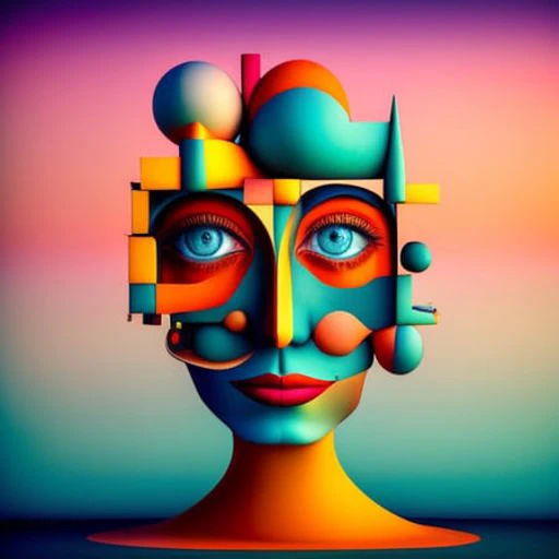 (colorfulsurrealism)++, a head of a woman