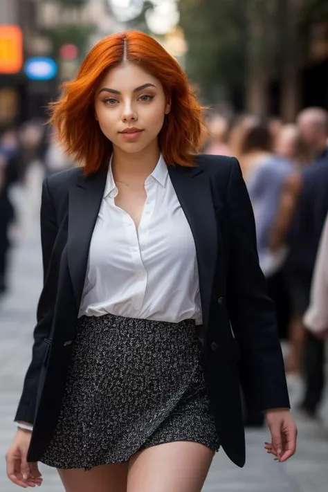 Merger_valeth_kosa,
(walking down Hollywood boulevard, a busy street scene, public, bustling, crowds, wearing a skirt and blazer:1.2),
bokeh, f1.4, 40mm, photorealistic, raw, 8k, textured skin, skin pores, intricate details  <lora:epi_noiseoffset2:1>, epiCRealism <lora:ClothingAdjuster3:-1>