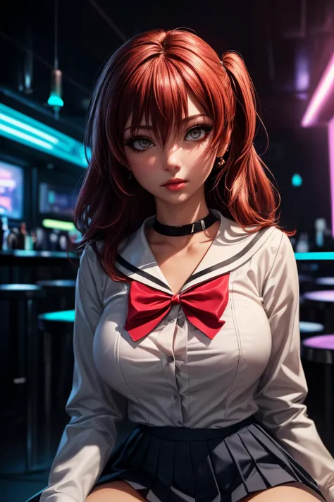 masterpiece, best quality, (extremely detailed CG unity 8k wallpaper, masterpiece, best quality, ultra-detailed, best shadow), (detailed background), (beautiful detailed face, beautiful detailed eyes), High contrast, (best illumination, an extremely delicate and beautiful),1girl,((colourful paint splashes on transparent background, dulux,)), ((caustic)), dynamic angle,beautiful detailed glow,full body, paint splash on face. close up of a woman, anime girl with red long hair and blue jeans posing for a picture, realistic anime 3 d style, android 18, seductive anime girl, anime realism style, attractive anime girl,beautiful alluring anime woman, looking like Makima