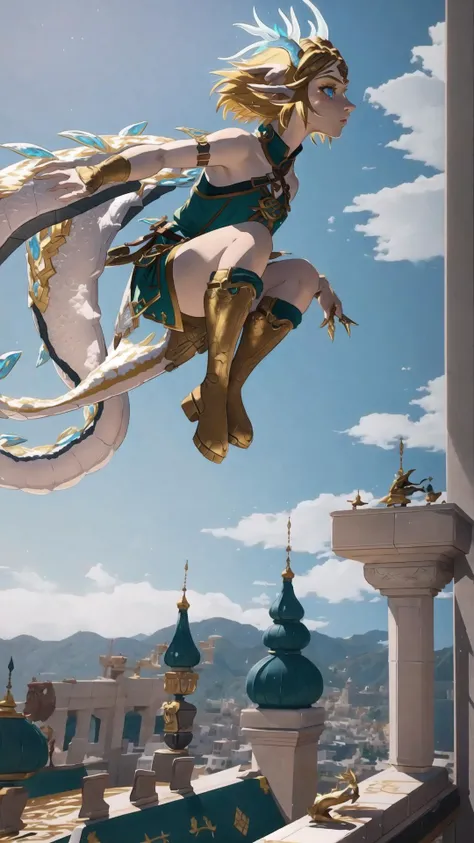 <lora:lightdragon-10:0.75> lightdragon, 1girl, princess zelda, dragon girl, blonde hair, horns, short hair, animal ears, dragon, scales, claws, BREAK, <lora:Parkour-09:0.5> parkour, jumping, climbing, falling, masterpiece, best quality, extremely detailed, highly quality, 4k, sharp focus, professional, sharp focus, award winning, cinematic lighting, octane render, unreal engine, volumetrics dtx, Wallpaper,
