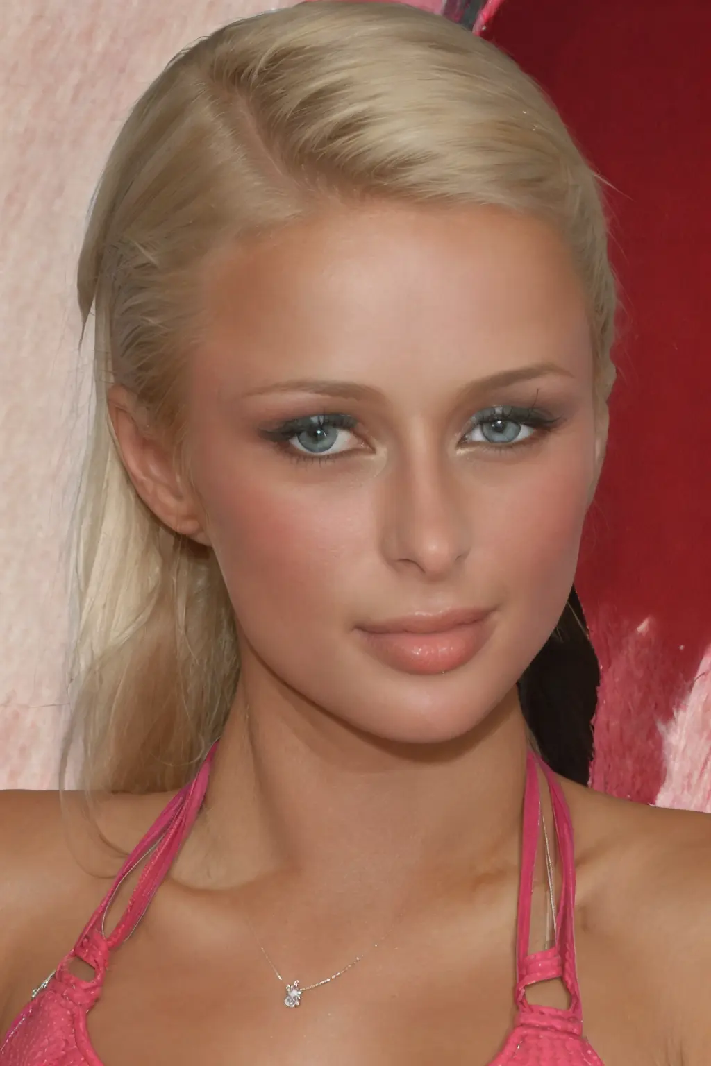 (prshltn:1.2) woman <lora:ParisHilton2:0.9>, (portrait:1.1), High detail RAW color Photo, (eos:1.0), skin_pores, 8k high definition, highest quality, sharp focus, skin texture, detailed eyes, imperfections, hyperrealistic, incredibly detailed, (skinny:1.2), strappy dress, open top, cleavage, (small_breasts:1.2), fashion model, (ribs:1.1), (bikini top:1.1), red_carpet, paparazzi, photographers in background