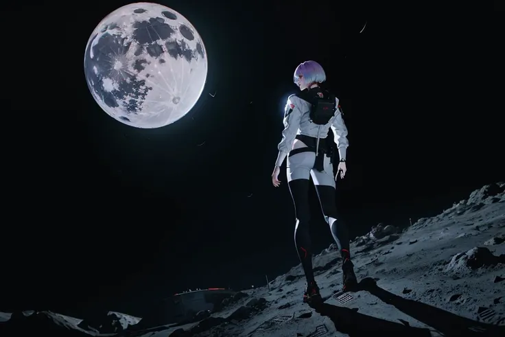 1girl,<lora:lucy_offset:1>, lucy \(cyberpunk\), on the moon