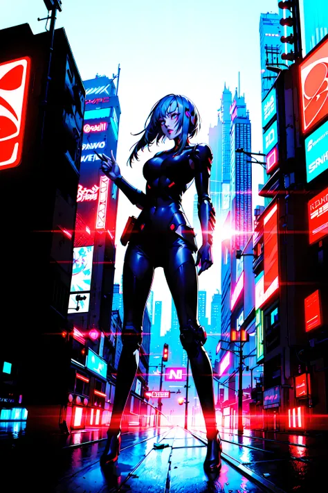 masterpiece, best quality, (lucy \(cyberpunk\):1.5), <lora:lucyCyberpunk_35Epochs:0.5>, cyberpunk, neon lights, sci-fi city, night, rain, smoke, fog, lens flare, detailed background, cars, (long legs), 1girl, solo, abstract. street, cars, vehicles, <lora:personaCatherineSoejima_1:0.6>, soejima shigenori
