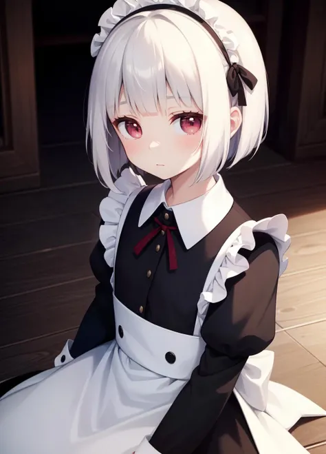 Short white hair, blush, Punk Fashion、Headbang 2.、White clothes、Twin tails、sharp、(Gothic Lolita)、(Looking up)、