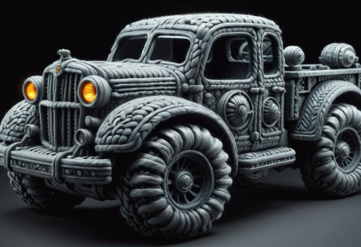 hyper detailed masterpiece, dynamic, awesome quality,zwuul, large mining vehicle,
wide-angle mirrors, low beam lights,
plastic, elaborate,
airbrushed art, velvety plushness, <lora:zwuul:0.85>