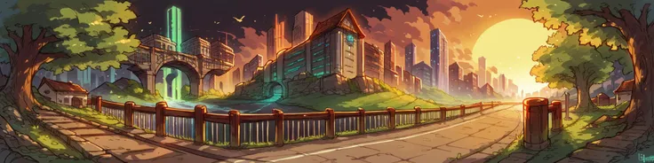 score_9,score_8_up,score_7_up,score_6_up,score_5_up,score_4_up outdoors,day,tree,no humans,sunlight,plant,building,scenery,stairs,city,fantasy,railing,road,cityscape,bridge,lamppost,arch <lora:Syvaron:0.6>, <lora:Lunas-GreenuCorm-SDXL-A1:0.8>,neon, colored outlines, glow, rimlight, black background, <lora:Himukai_Yuuji_XL:0.8>,