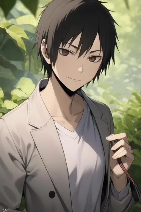 masterpiece, best quality, high quality, 1boy, solo, male focus, looking at viewer, upper body, <lora:orihara_izaya:0.70>, orihara_izaya
