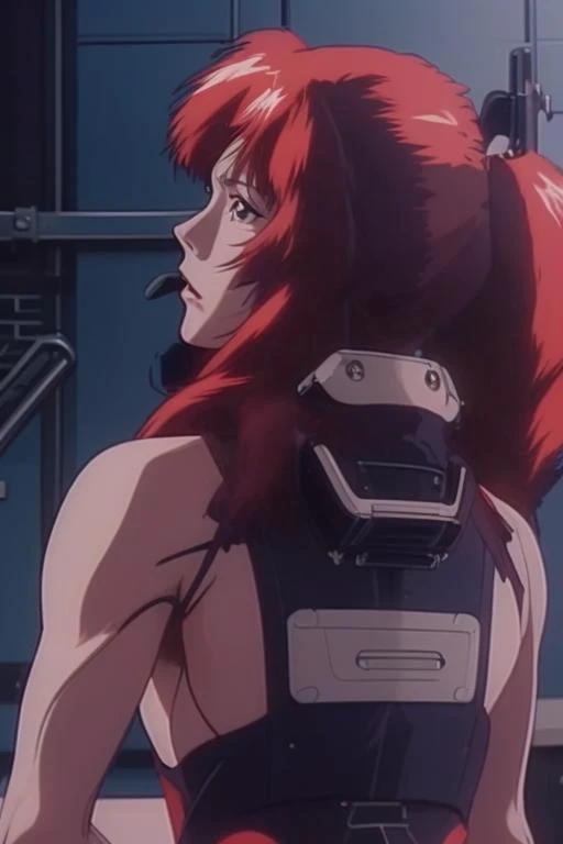 anime, best quality, absurd resolution, intricate detail, (perfect detail features), 8k, UHD, (masterpiece:1.4), (high quality:1.4), high definition, animation, illustration, highly detailed, highres, extremely detailed, sharp focus, <lora:hyperdenoiser_v090:0.5>, <lora:hyperrefiner_v090:0.5>, <lora:add_detail:0.3>, 4k, absurd resolution, detailed hands, (detailed eyes:1.3), (edgQuality:1.5), <lora:sd15_lora_beta:0.4>, (anime screencap:1.8), <lora:motorcyclewoman002:0.6> (motorcyclewoman:1.8), 1girl, orange hair, long hair,curly hair, red eyes, red lips, shirtless, thong, (nipples), (motorcycle handle on her back:1.6)