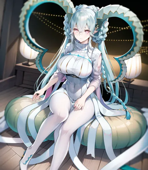 masterpiece, best quality, high resolution, solo,
TiamatAlterego, large breasts, braid, ribbed dress, sitting, dress, twin braids, white pantyhose,
<lora:FateTiamat128NREG0330:0.8>, symbol-shaped eyes, horns, curled horns, pointy ears,