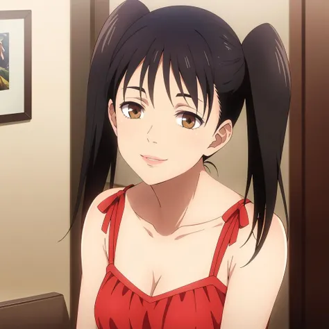 masterpiece,high quality,
<lora:takada001:0.7>,looking at viewer,smile,parted lips,
takada,1girl,
twintails,brown eyes,
dress,