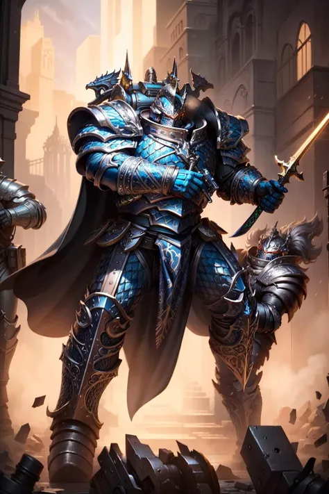 Photo of alpharius in full armor, wearing intricate ornamented metallic armor and helmet, holding weapon, scale details, engaging in a fight,
(man:1.2), heavy armor, epic, reflective metal, cape, silver trimmings, polearm details, sword detail, gun detail,
upper body focus, 2boys, identical twins,
<lora:AlphariusOmegon MK1 by CARAXES:0.6> <lora:tool - add_detail:1>