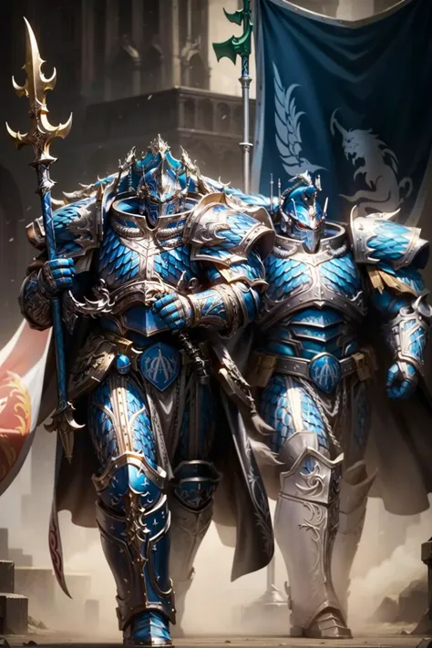 Photo of alpharius in full armor, wearing intricate ornamented metallic armor and helmet, holding weapon, scale details, walking,
(man:1.2), heavy armor, epic, reflective metal, cape, silver trimmings, polearm details, sword detail, gun detail, flag detail, helmet detail,
upper body focus, 2boys, identical twins,
<lora:AlphariusOmegon MK1 by CARAXES:0.7> <lora:tool - add_detail:1>