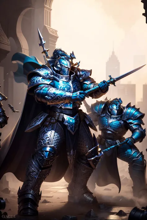 Photo of alpharius in full armor, wearing intricate ornamented metallic armor and helmet, holding weapon, scale details, engaging in a fight,
(man:1.2), heavy armor, epic, reflective metal, cape, silver trimmings, polearm details, sword detail, gun detail,
upper body focus, 2boys, identical twins,
<lora:AlphariusOmegon MK1 by CARAXES:0.6> <lora:tool - add_detail:1>