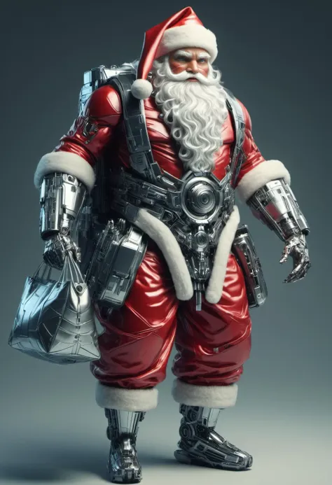 <lora:XL_TransformersStyle:1> TransformersStyle, cybernetic Santa Claus, bag of gits, synthography