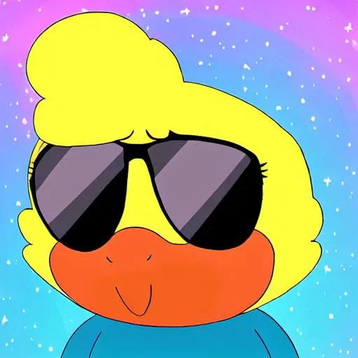 SevenBirdie, SpriteCranbirdie, avian, bird, eyewear, simple background, smile, solo, sunglasses <lora:SpritecranbirdieBirdsLoHa:0.9>