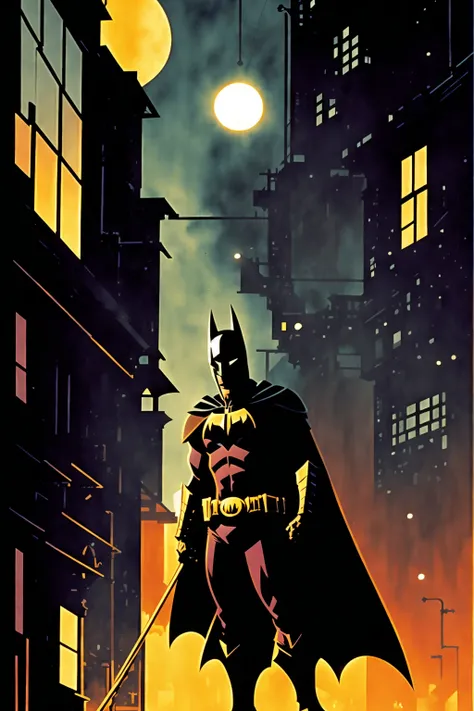 batman ,waiting in the alley  half-length painting
dark room, dim light,   gradient color, watercolor painting
concept art, 
art style of  Mike Mignola  <lora:add_detail:1>
