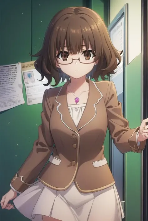 tamaeokamine, <lora:tamae okamine s2-lora-nochekaiser:1>,
tamae okamine, short hair, bangs, brown hair, (brown eyes:1.5), glasses, semi-rimless eyewear, red-framed eyewear, under-rim eyewear, bespectacled,
BREAK shirt, long sleeves, jewelry, necklace, pink shirt, collarbone,
BREAK indoors, classroom,
BREAK looking at viewer, (cowboy shot:1.5),
BREAK <lyco:GoodHands-beta2:1>, (masterpiece:1.2), best quality, high resolution, unity 8k wallpaper, (illustration:0.8), (beautiful detailed eyes:1.6), extremely detailed face, perfect lighting, extremely detailed CG, (perfect hands, perfect anatomy),