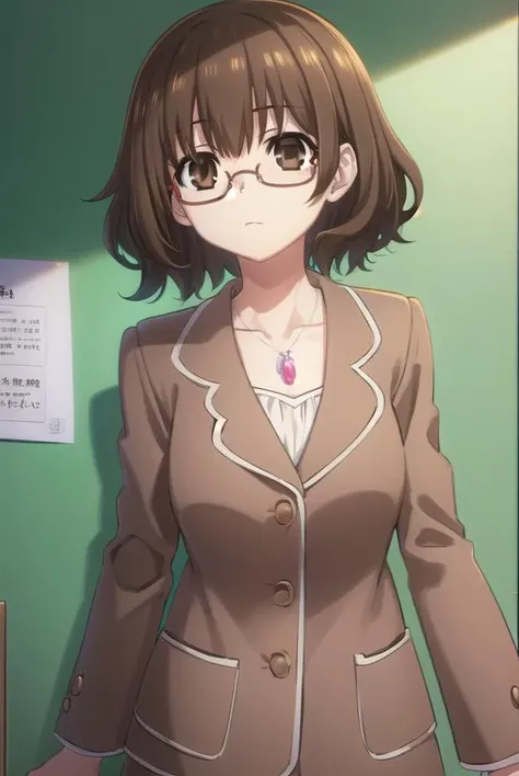 tamaeokamine, <lora:tamae okamine s2-lora-nochekaiser:1>,
tamae okamine, short hair, bangs, brown hair, (brown eyes:1.5), glasses, semi-rimless eyewear, red-framed eyewear, under-rim eyewear, bespectacled,
BREAK shirt, long sleeves, jewelry, necklace, pink shirt, collarbone,
BREAK indoors, classroom,
BREAK looking at viewer, (cowboy shot:1.5),
BREAK <lyco:GoodHands-beta2:1>, (masterpiece:1.2), best quality, high resolution, unity 8k wallpaper, (illustration:0.8), (beautiful detailed eyes:1.6), extremely detailed face, perfect lighting, extremely detailed CG, (perfect hands, perfect anatomy),