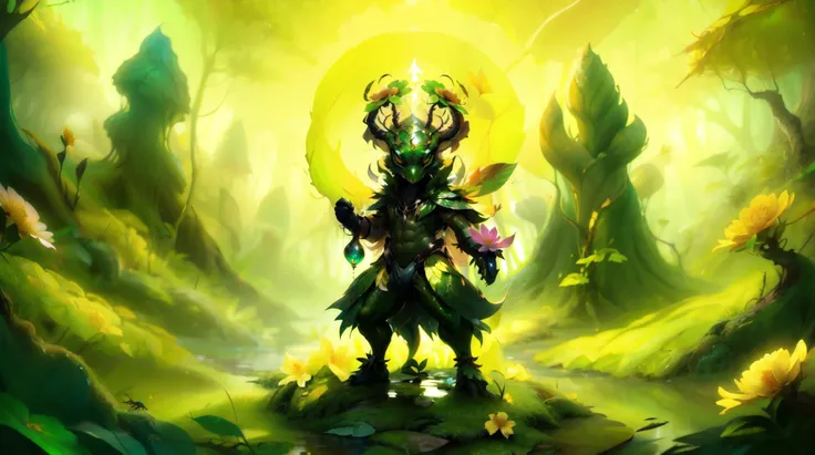 (masterpiece, best quality, fullscreen), [(full body:1.2)::0.7] portrait (photo of a small vegetal [magical being:flower creature:0.2] Fleshy-rooted in a lush forest:1.5), <lora:EYES Fire:0.1> green fire, (Scaled bark skin:1.4), (one Cadmium Yellow Stigma flowers on the head:1.3), (Centaure body shape:0.9), (Minotaur head:1), (Scorpion Tail:1.2), <lora:EFFECT DonML34f_v2:0.3> (DonML34f:1.1), <lora:EFFECT Concept - Venomancer:0.25> (ven0mancer:1), GREEN LIQUID, VENOM LIQUID, VENOM SMOKE, VENOM ORB, VENOM PUDDLE, <lora:MONSTER HumanizedCat_v3-000025:0.6> hmnzct, , <lora:BACKGROUND EdobSyFyHorrorFairyTale_v1.0.safetensors:0.5> (EdobFairyTaleLandscape:1.2), <lora:QUALITY Better_Nature_v1:0.01>, (Golden Hour lighting:1.2), (sexy:1.5), (look at the viewer:1), <lora:SLIDER weight_slider_v2:0.5>, , (Full body Shot, Shallow Focus Shot, Low Angle Shot:[1.2:0.5:0.1]), <lora:EFFECT Unleashed_V2:0.4>, <lora:QUALITY kkw-better-v1.0a:0.6>, <lora:BACKGROUND booscapes_v2:0.3>, heavily detailed, magical, eerie, fantasy, (asymmetric composition:1.6), (sharp focus), , <lora:BUILDING German_architecture_last:0.6>, (no humans), (VIEW_Style-DA), xtremely detailed, oil painting,8k,detailed, beautiful, dynamic lighting, trending on Artstation, 4k