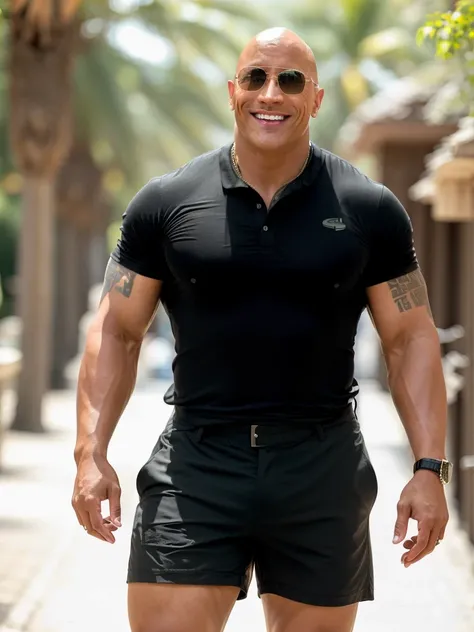 , th3r0ck , wearing black sunglasses, smiling, wearing shorts, tshirt, outdoors, 8k uhd, dslr, high quality
<lora:TheRockV3:0.9>