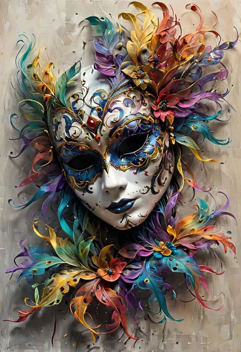 Venice mask, carnival, intricate colors, Artme