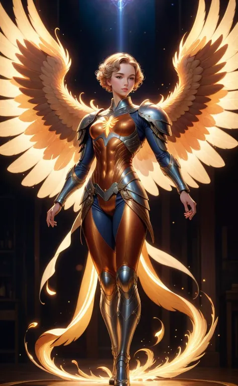 anime artwork, centered, archangel with phoenix DNA, resulting in a new character that embodies elements of both, dynamic pose, full body shot, double exposure art, background: tavern, night, depth of field, full color, photorealistic, hyper realistic, highly detailed, pro vector, bright colors, shiny, fractal details, art by j.c. leyendecker