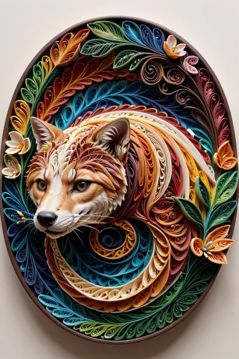 Paper quilling art of an award-winning photo of an animal, hyperrealistic, natural habitat <lora:xl_real_beta1:0.7>, Intricate, delicate, curling, rolling, shaping, coiling, loops, 3D, dimensional, ornamental