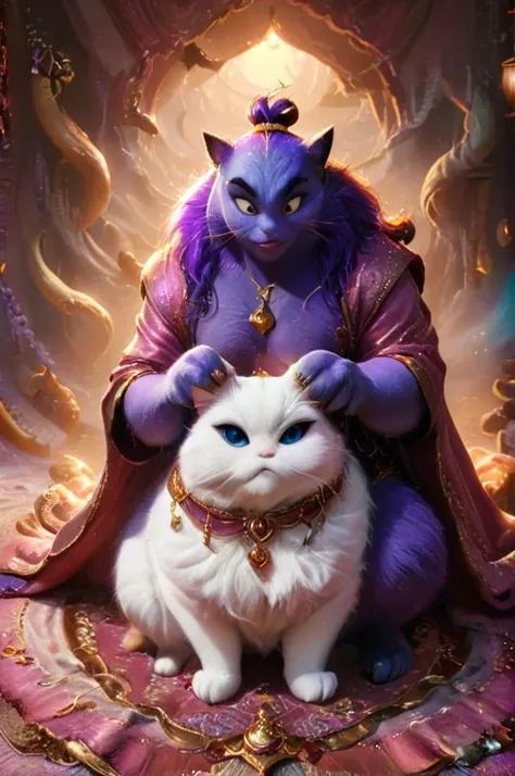 ((Aladdin text logo:1.9)) <lora:Harrlogos_v1.1:1.9>, (full body), (((fatty cats))), (Aladdin movie splash screen, fluffy fat cat dressed as the main character of the movie, sitting in an embrace with a cat dressed as jasmine, on a carpet), purple and blue and pink colors predominate, hyper-detailing, hyper-realism, sharp framing, cinematic, action-packed background, <lora:xl_more_art-full_v1:1>, correct line