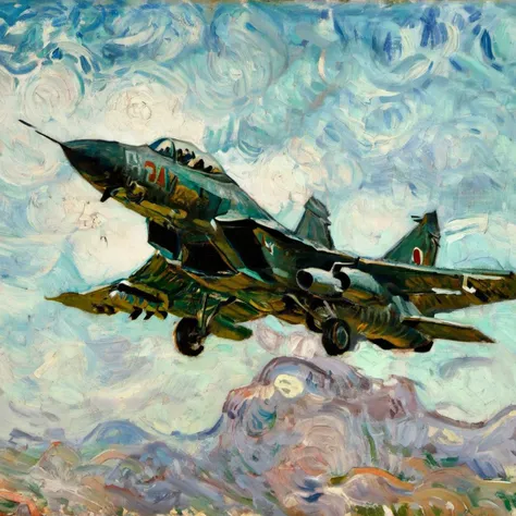 vg, painting, fighter jet <lora:vincent_van_gogh_xl:1>