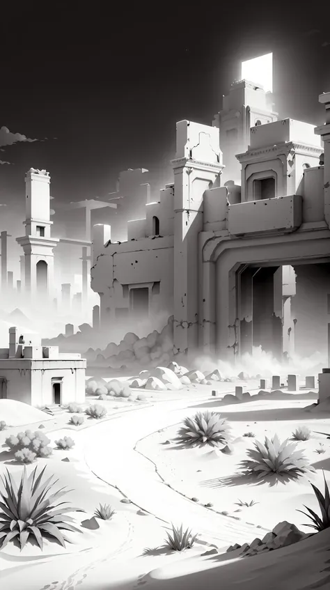 <lora:WhiteboxStyle:0.8> WhiteboxStyle, burning desert, monochrome