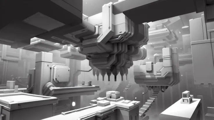 <lora:WhiteboxStyle:0.8> WhiteboxStyle, space colony, blocky, low-poly, simple shapes, monochrome