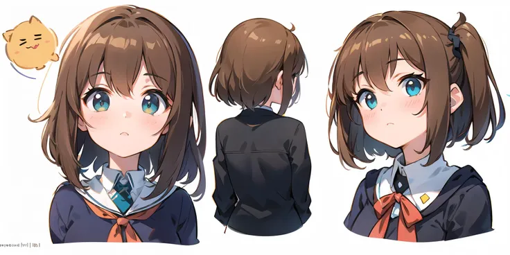 a girl turnaround wearing blue school uniform, (long brown hair), (charturnerv2:1.2),((only a girl))
(multiple views of the same character with the same clothes:1.2), ((character sheet)),(model sheet),((turnaround)),character concept,full body,((simple background)), (white background:1.5),(Clean background:1.5)
(masterpiece:1,2), best quality, highres, original, extremely detailed wallpaper, perfect lighting,(extremely detailed CG:1.2),